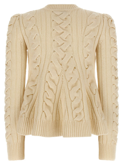 Alexander McQueen Peplum Cable Sweater