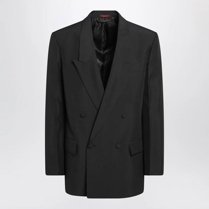 GUCCI Black double-breasted jacket in technical panama