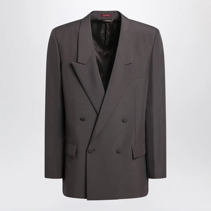 GUCCI Brown double-breasted jacket in technical panama fabric