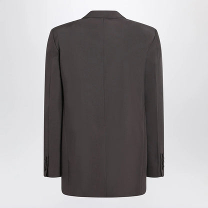 GUCCI Brown double-breasted jacket in technical panama fabric
