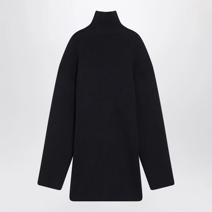 Balenciaga Pinched navy mini dress in wool and cotton