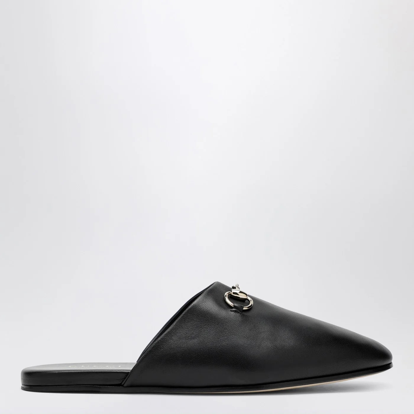 GUCCI Black leather mules with Horsebit
