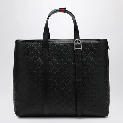 GUCCI Large black GG Emblem shopping bag