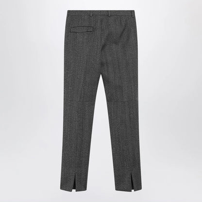 GUCCI White/black mouliné fabric trousers