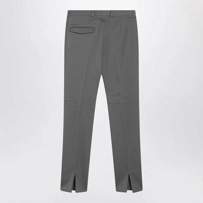 GUCCI Grey wool satin trousers
