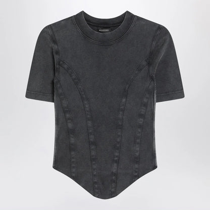 Balenciaga Washed black corset-style T-shirt