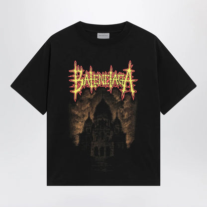 Balenciaga Sacré Cœur print medium-fit cotton T-shirt in black