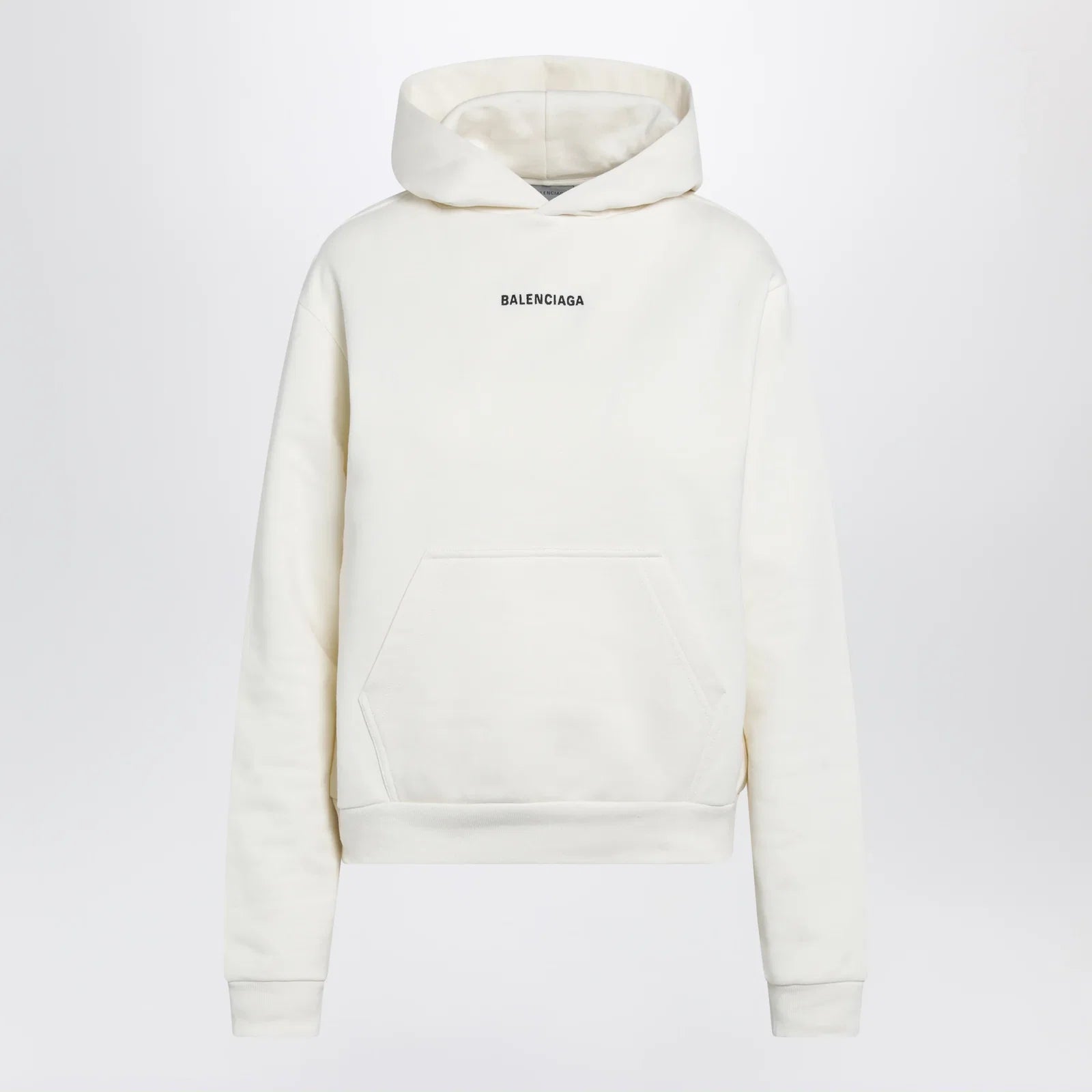 Balenciaga Medium-fit embroidered hoodie in dry fleece, cream