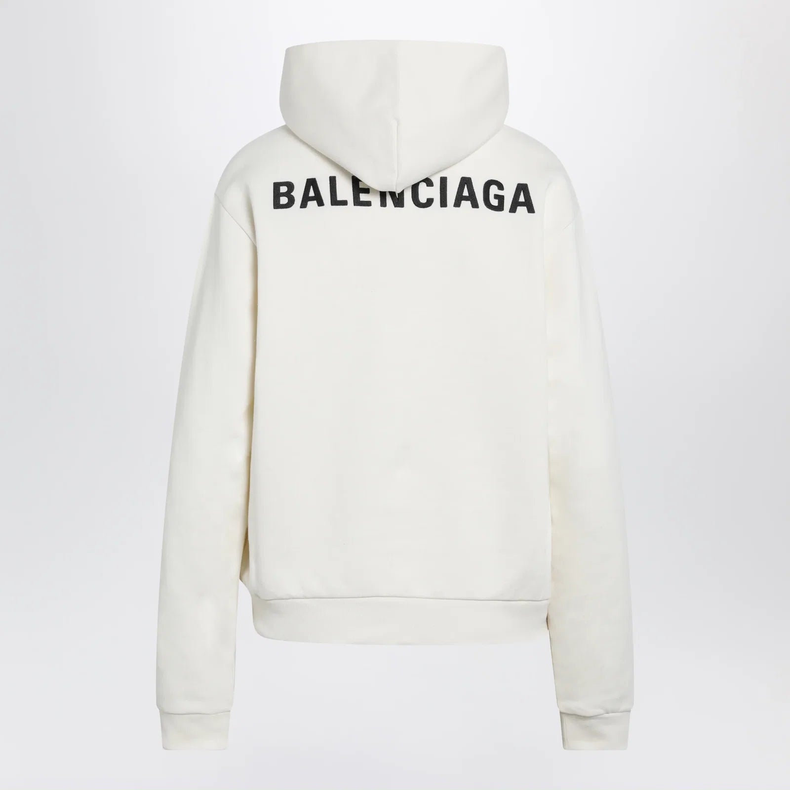 Balenciaga Medium-fit embroidered hoodie in dry fleece, cream