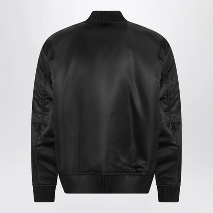 GUCCI Reversible bomber jacket in black/white mouliné fabric