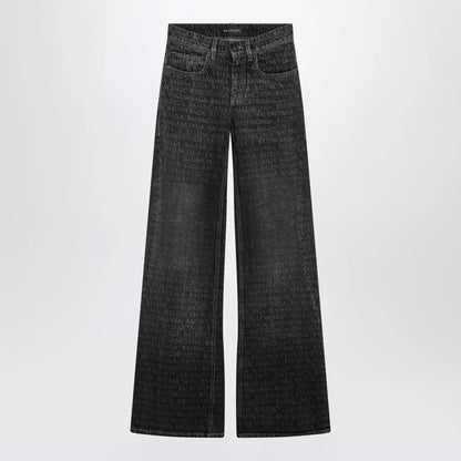 Balenciaga Black washed jeans with jacquard logos