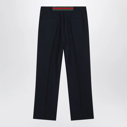 GUCCI Midnight blue technical panama trousers