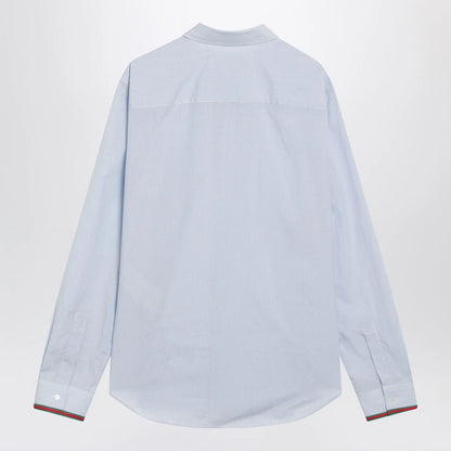 GUCCI Light blue striped shirt with Web detail