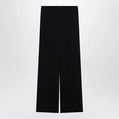 GUCCI Blue jacquard silk-blend trousers