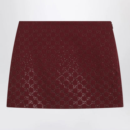 GUCCI Rosso Ancora GG-fabric mini skirt with crystals