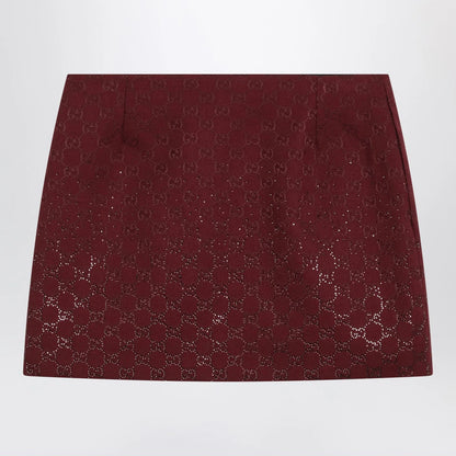 GUCCI Rosso Ancora GG-fabric mini skirt with crystals