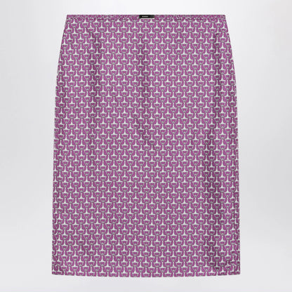 GUCCI Pink pencil skirt with horsebit print