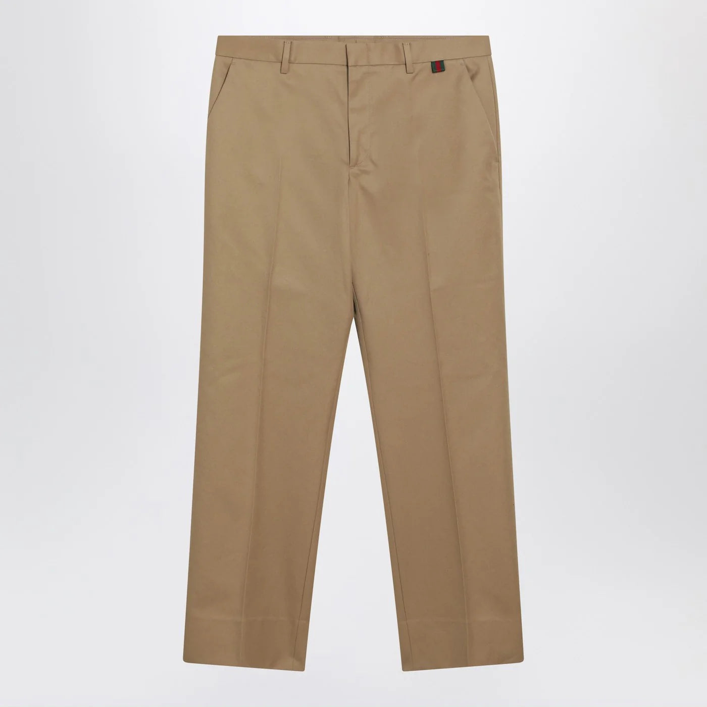 GUCCI Beige cotton trousers with Web detail