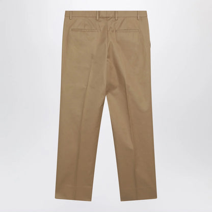 GUCCI Beige cotton trousers with Web detail