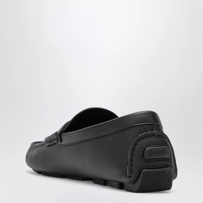 GUCCI Men's driver loafer in black leather with Web