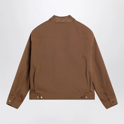 GUCCI Camel zip-up jacket with GG details