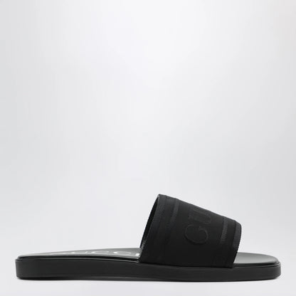 GUCCI Black jacquard fabric slides