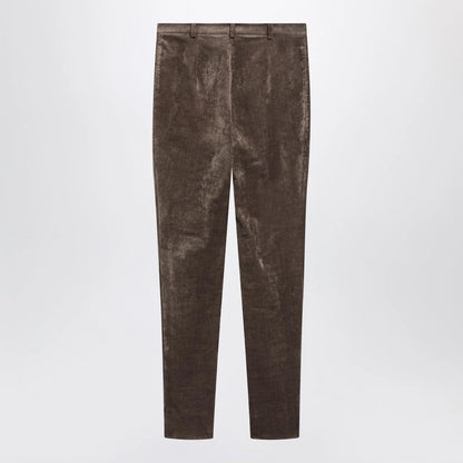 GUCCI Brown stretch velvet leggings