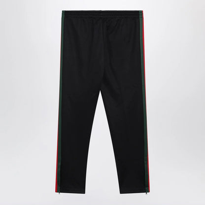 GUCCI Dark blue technical jersey track pants