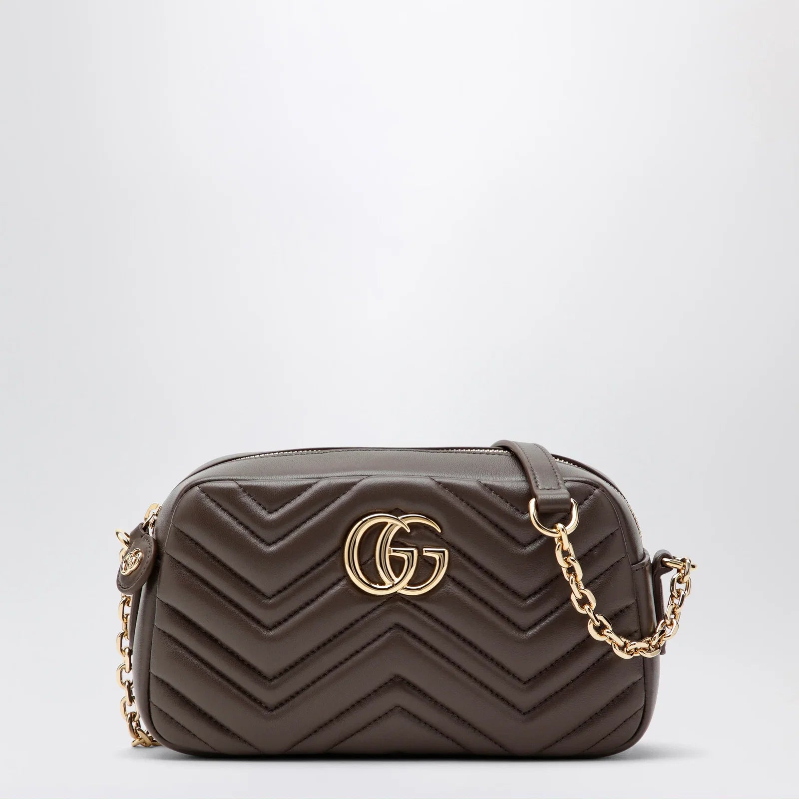 GUCCI Small GG Marmont camera bag in taupe nappa leather