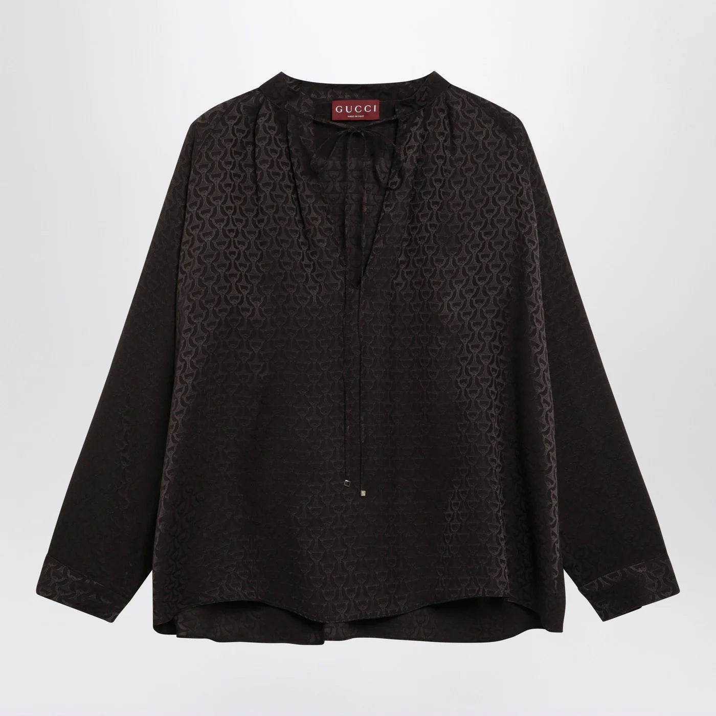 GUCCI Brown jacquard silk shirt with clamps