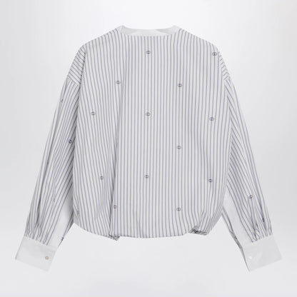 GUCCI Purple striped cotton blouse with GG embroidery
