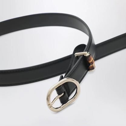 GUCCI Thin black belt with oval buckle