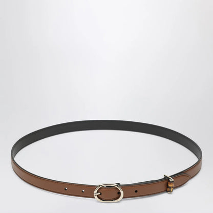 GUCCI Thin brown belt with oval buckle