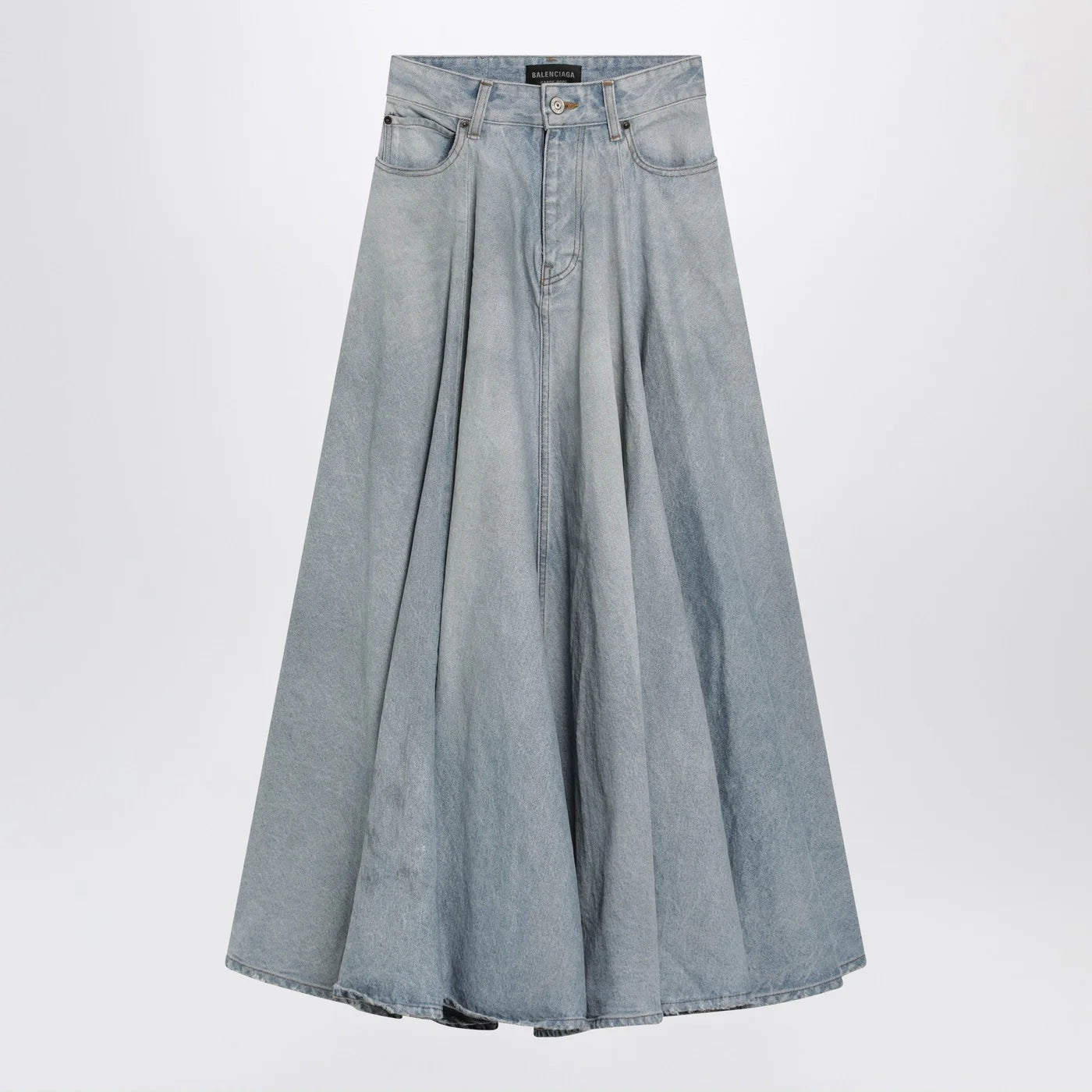 Balenciaga Light blue maxi godet denim skirt