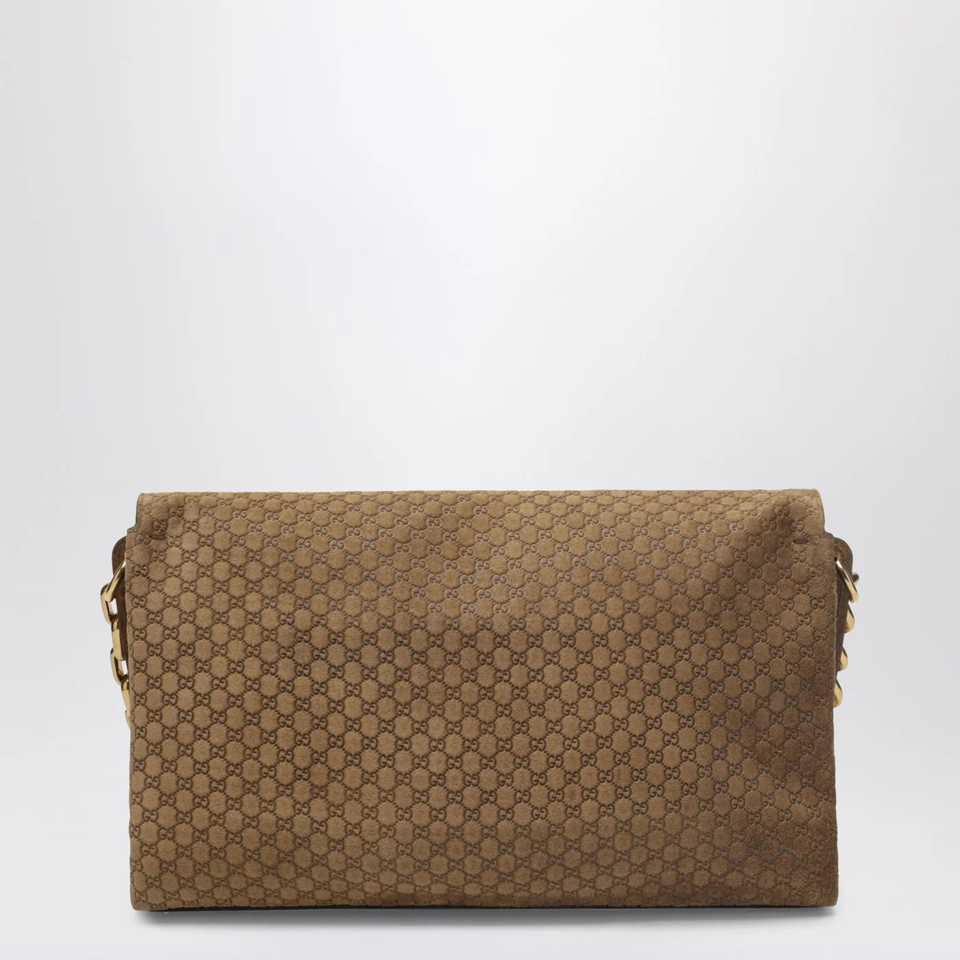 GUCCI Large beige GG suede shoulder bag