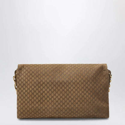 GUCCI Large beige GG suede shoulder bag