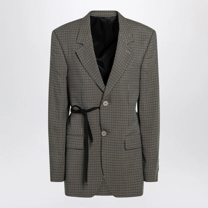 Balenciaga Vichy-pattern jacket with side lace detail