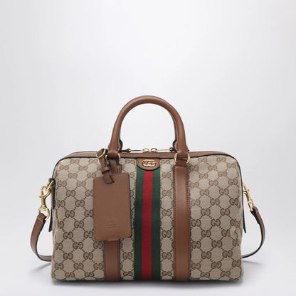 GUCCI Medium Ophidia duffle bag in beige and brown GG fabric