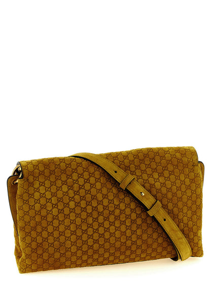 Gucci Gg Medium Suede Shoulder Bag