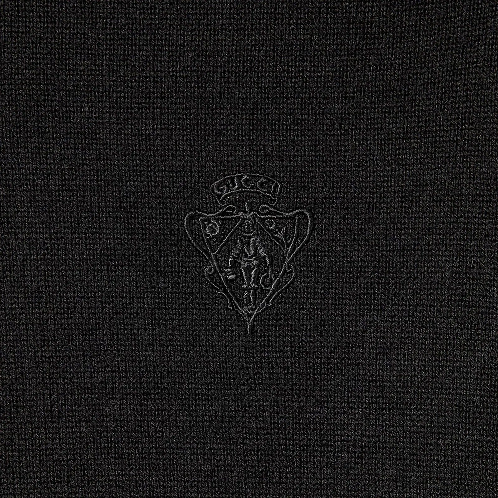 GUCCI Black Wool Turtleneck With Logo Embroidery