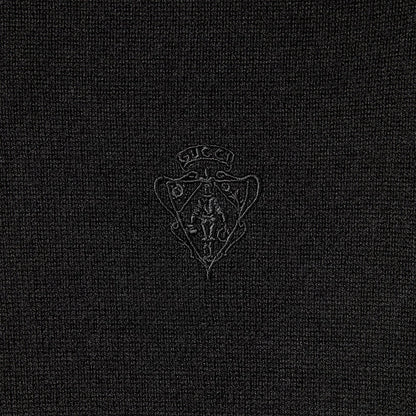 GUCCI Black Wool Turtleneck With Logo Embroidery
