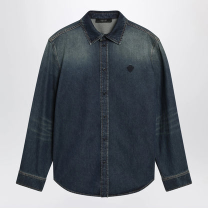 GUCCI Blue denim shirt with washed effect