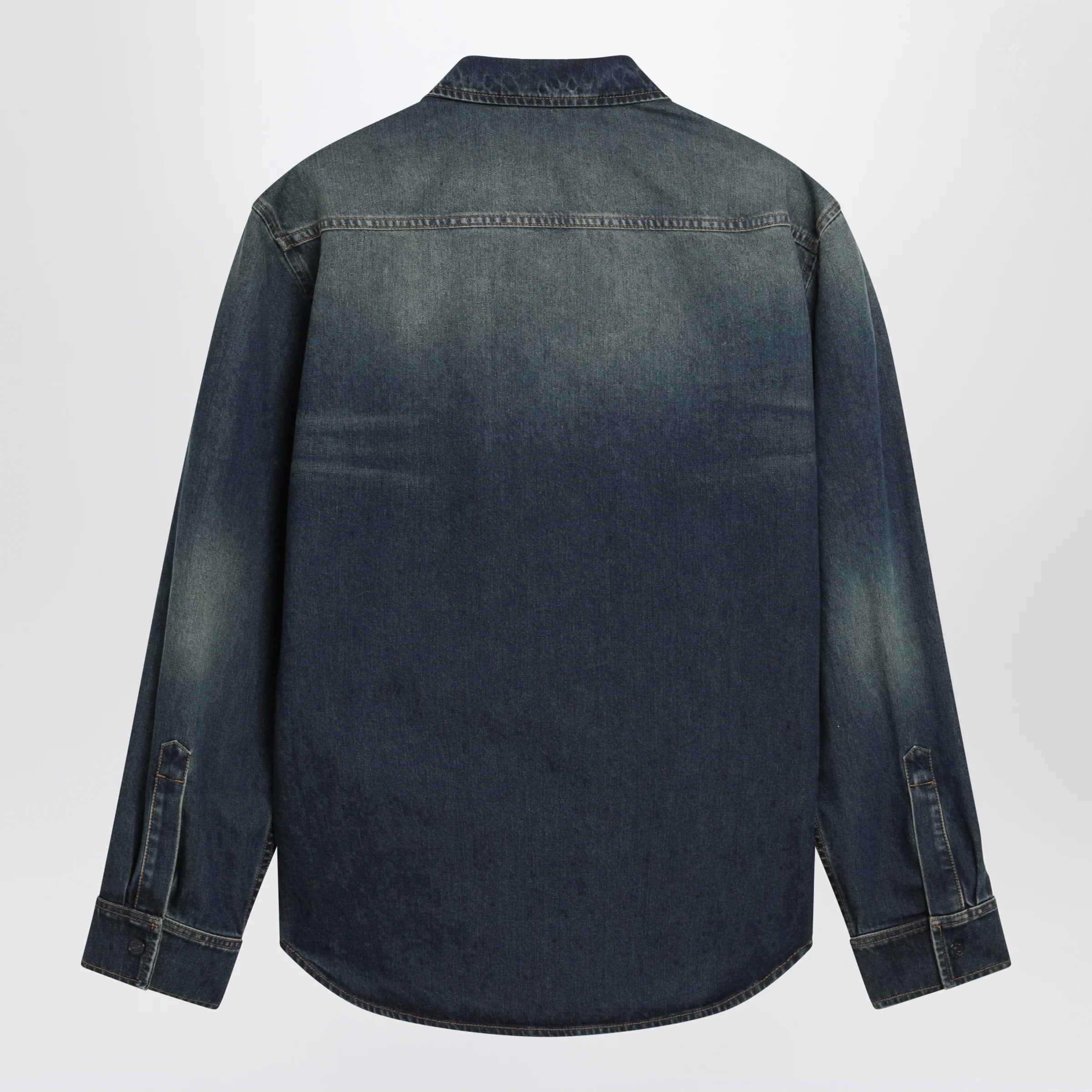 GUCCI Blue denim shirt with washed effect