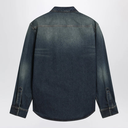 GUCCI Blue denim shirt with washed effect