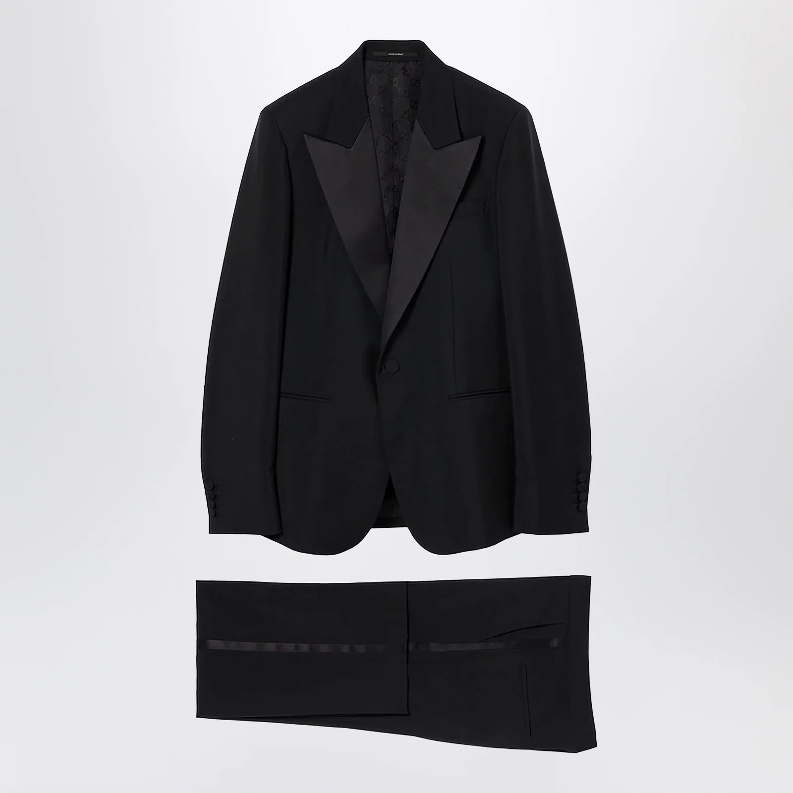 GUCCI Black suit in fine mohair wool fabric