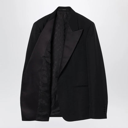 GUCCI Black suit in fine mohair wool fabric