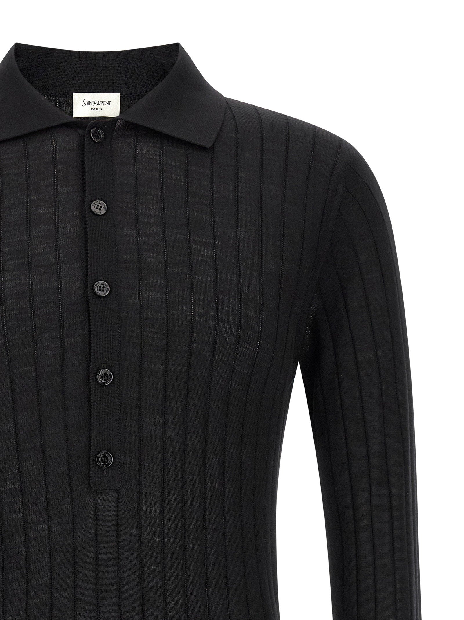 Saint Laurent Pointelle Wool Polo Shirt