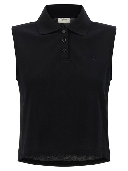 Saint Laurent Cassandre Embroidered Polo Shirt