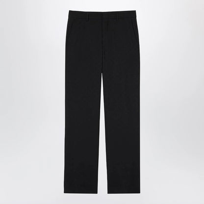 GUCCI Black Wool Trousers With GG Pattern