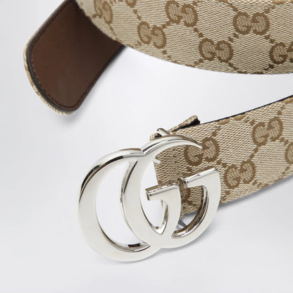 GUCCI Flat Marmont belt in sand GG fabric